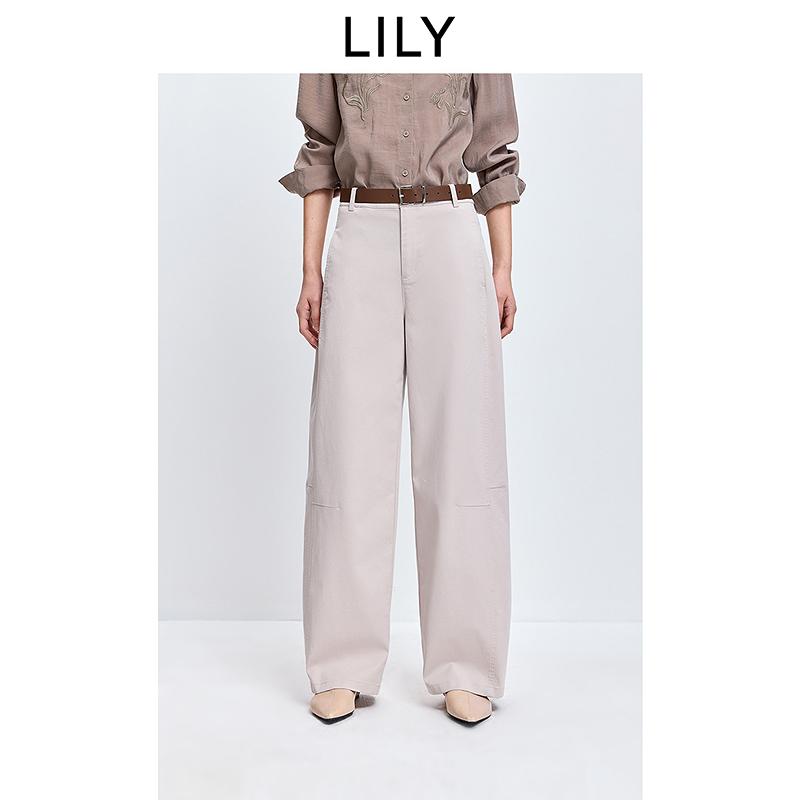 LILY Women's Khaki Curved Knife Casual Pants