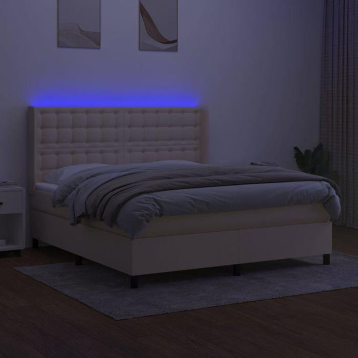 Maison Exclusive - Sommier à lattes de lit matelas et LED Crème 180x200 cm Tissu