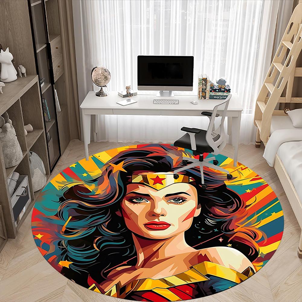 1pc Wonder Woman, Superhero Chair Carpet for Office Non-Slip, Indoor Non-Slip Washable Carpet, Non-Shedding Mat For Office yy251030075