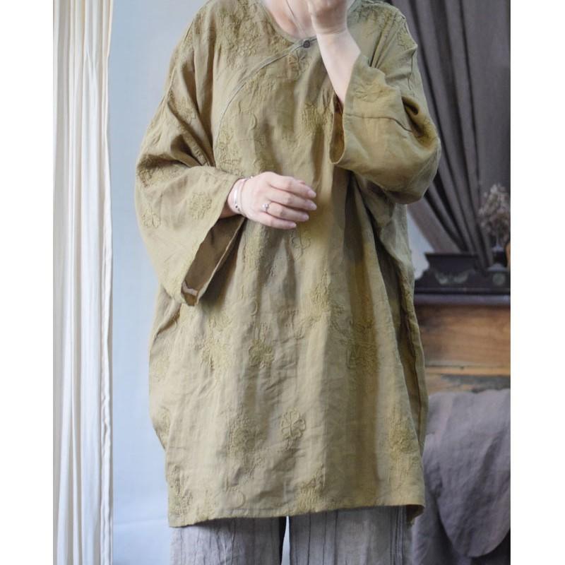 Johnature Женская весенняя винтажная рубашка с длинными рукавами и индивидуальной вышивкой в ​​китайском стиле, свободная повседневная рубашка в стиле ретро