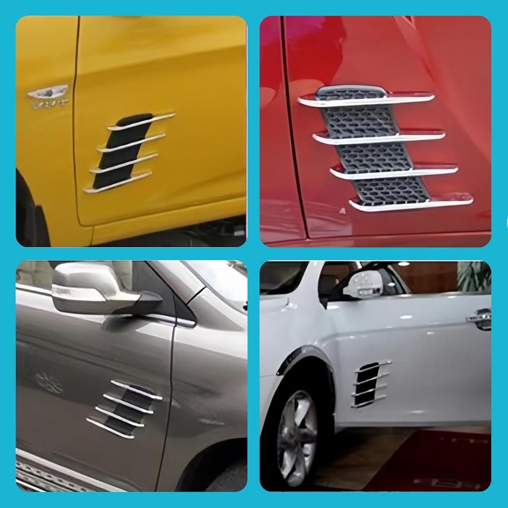 2PCS Hood Vents for Cars, Car Exterior Hood Side Air Intake Flow Vent, Car Hood Scoop Air Vent, Shark Gills Outlet Decorative Trim Sticker Vent