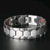 Hexagonal Wide Men's Bracelet with Double-Row Detachable Magnets & Germanium Stones