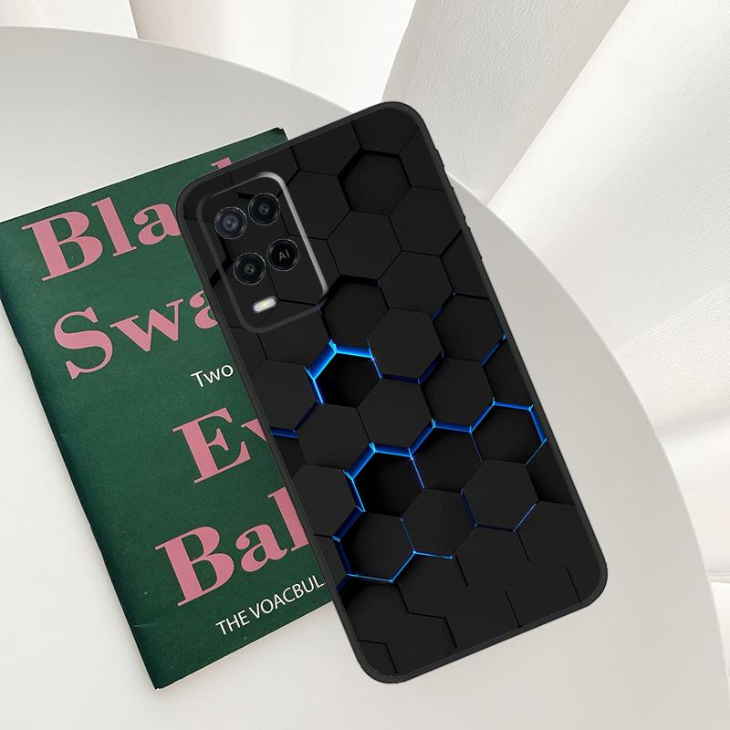 3D Шестиугольный Чехол для Oppo A52 A72 A76 A96 A54 A74 A94 A54S A57S A58 A78 A98 A57 A77 A15 A16 A17
