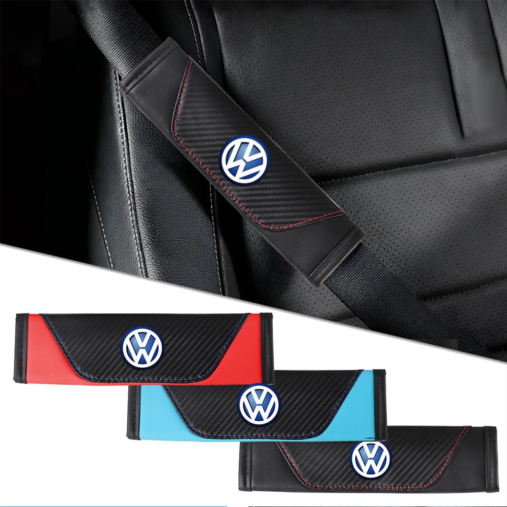 LMN1 Car Interior Carbon Fiber Seat Belt Shoulders Pads Covers Accessories For Volkswagen GTI Golf Polo Passat VW Tiguan Jetta Taigo