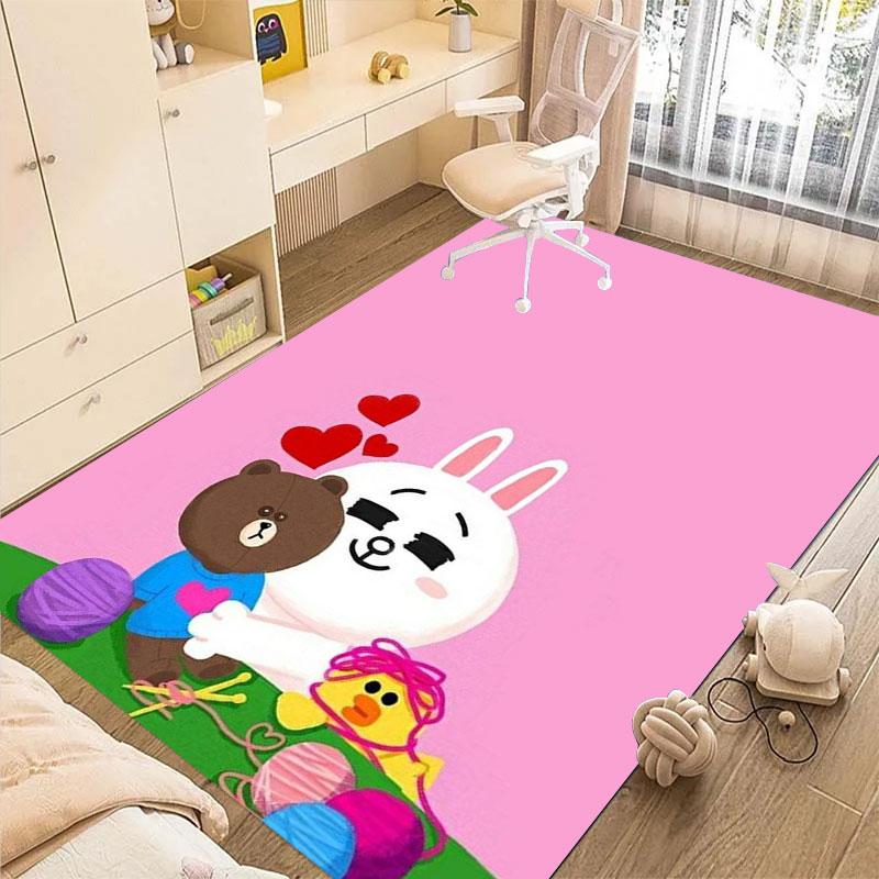 Non-slip decorative rug, cute cartoon welcome mat, Line Friends series pattern, a gift for friends and family.
