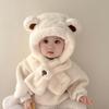 Solid Color Children Fleece Hat Fashion Design Plush Hat with Scarf Outdoor Bear Plush Hat  Kid