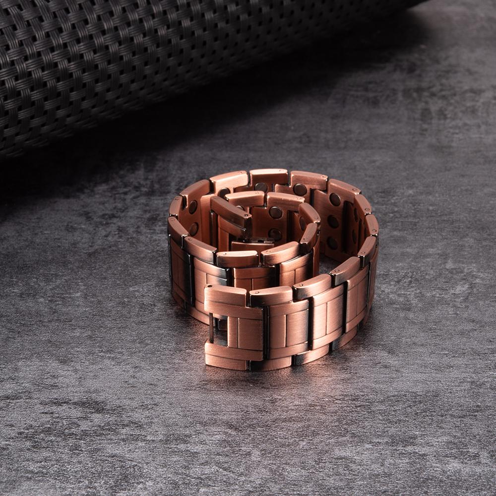 Магнитный браслет из чистой меди, мужской браслет шириной 21 мм, медный магнитный браслет с цепочкой, исцеляющий энергетический браслет для мужчин