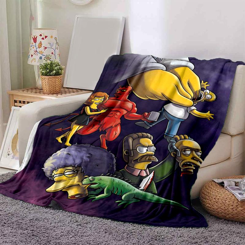 1Pc Simpsons Halloween Mashup Blanket Soft And Comfortable Casual Warm Camping Travel Christmas Halloween Gift M921830