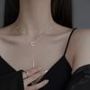 Серебряное геометрическое квадратное колье 925 пробы на длинной цепочке с кисточкой Свадебные украшения Цепочка для свитера для женщин