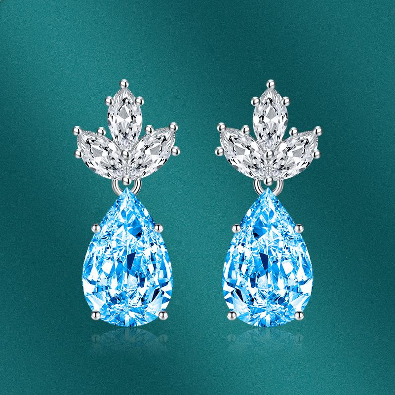 BELLA BOX Роскошные женские серьги-гвоздики в форме капли с цветком, подарок на свадьбу, помолвку и вечеринку