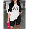 Summer Slim Bodycon Two Piece Outfit Ladies Short Sleeve Crop T-shirt High Waist Tight Shorts