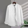 Новые мужские рубашки с длинным рукавом и воротником-стойкой, однотонные, весна-осень