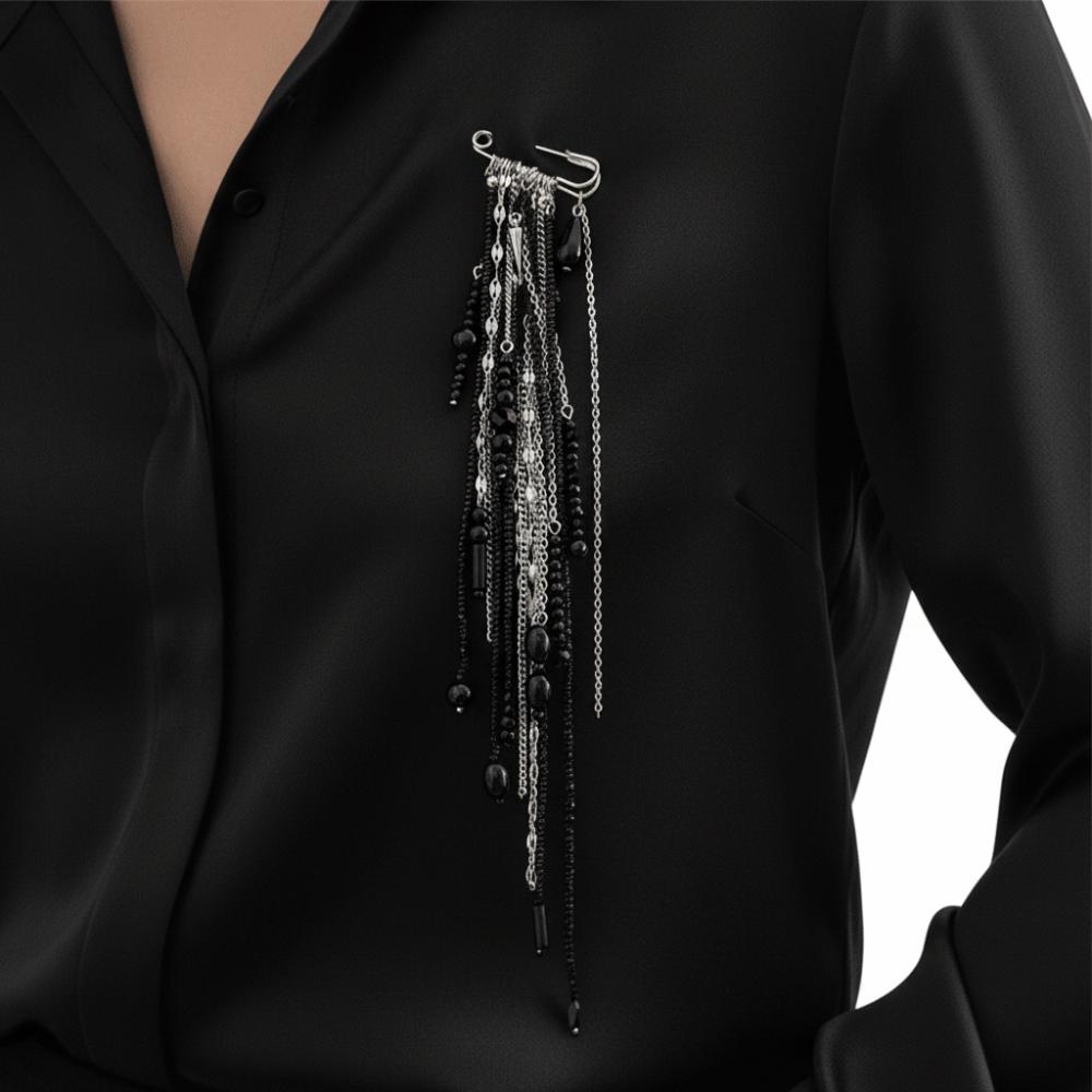 Black Crystal Crystal Beads Brooches Irregular Geometry Pin Accessories Suit Accessories
