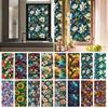 45x100cm Colorful Flower Stained Glass Film Static Cling PVC Privacy Window Film Home Living Room Office Art Decor