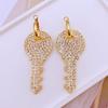 Vintage Style Zinc Alloy Water Diamond Geometric Circle Heart Key Earrings for Women