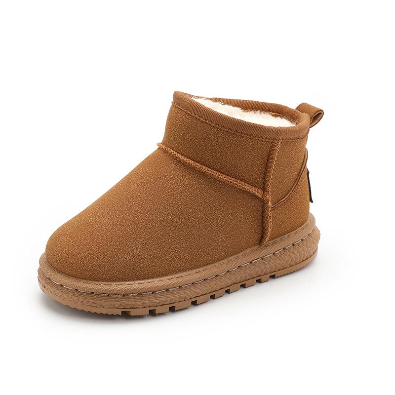 Зимние детские ботинки для мальчиков, новые универсальные зимние ботинки для девочек, утолщенные теплые плюшевые детские повседневные модные хлопковые ботинки, однотонные