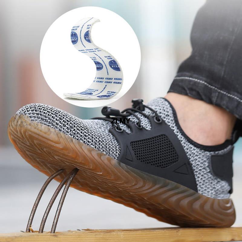 Модные сетчатые защитные ботинки для мужчин, летние рабочие ботинки со стальным носком, устойчивые к проколам, противоударные рабочие ботинки, дышащие защитные ботинки для мужчин