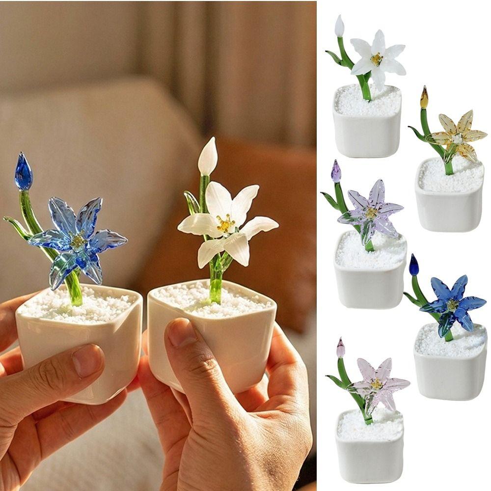 with Flowerpot Glass Flower Bouquet Mini Glass Flower Decor Wedding Decoration