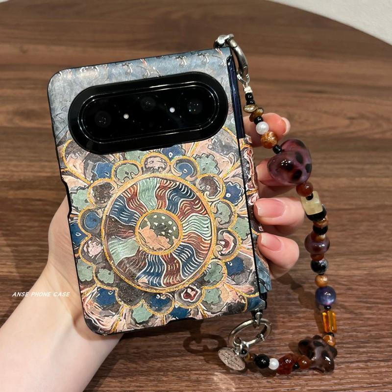 Dunhuang Ethnic Style Phone Case Pura X MAX Foldable With Magnetic Stand PC Material Anti-Shock Slip-Resistant