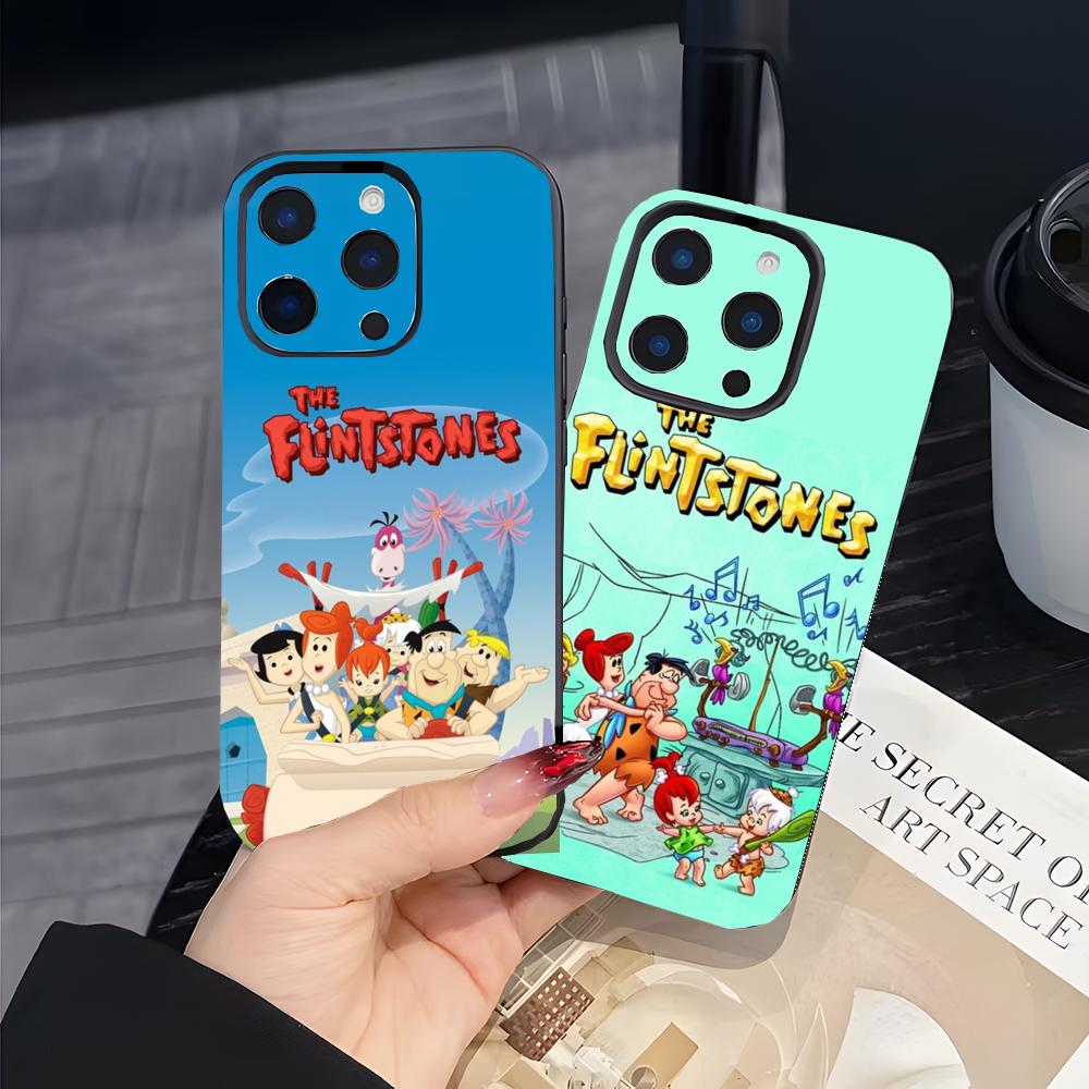 Классический мультфильм Флинтстоуны Чехол для телефона Черный Матовый Тонкий Чехол для телефона Для iPhone17 16 15 14 13 ProMax