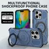 For iPhone 16 Pro Magnetic Case Rotating Metal Kickstand Shockproof PC+TPU Phone Back Cover