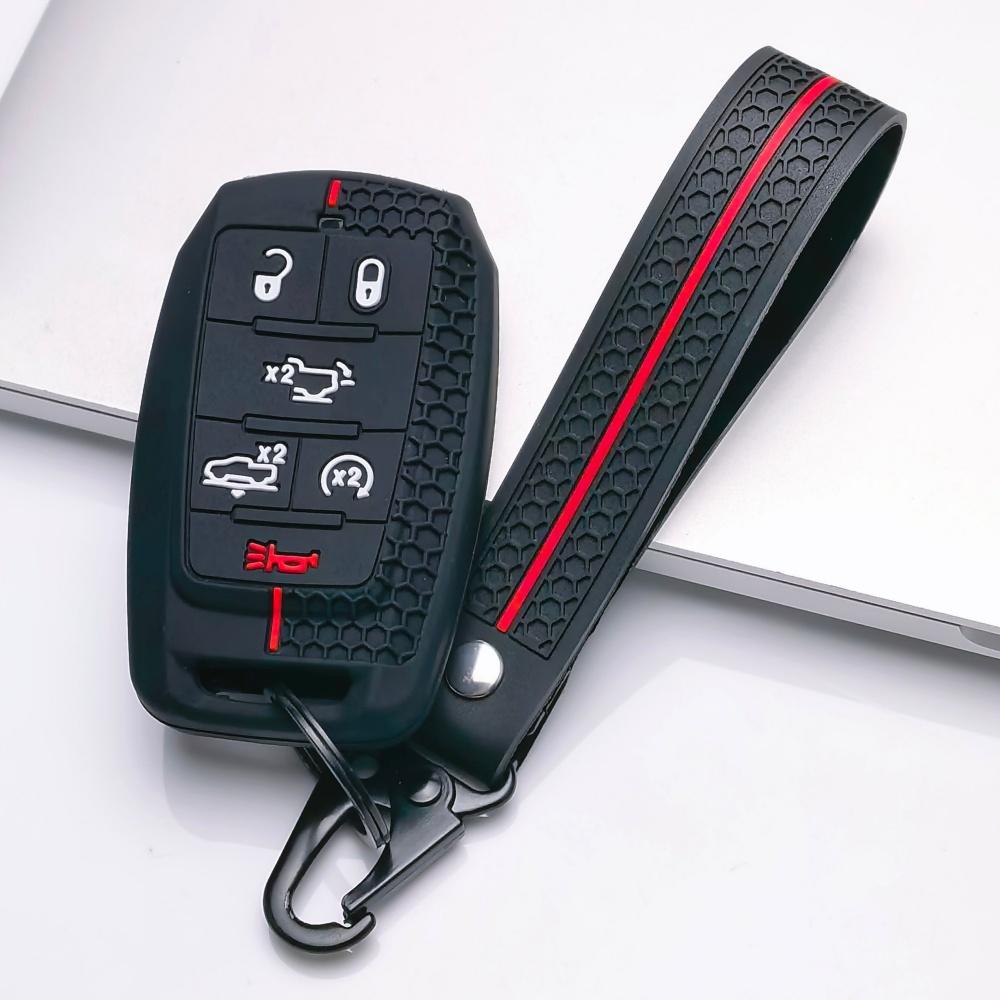 Силиконовый чехол для брелока с кольцом для Dodge Durango Challenger Charger Chrysler 300 для Jeep Grand Cherokee Grand Wagoneer Защитный чехол Подходит для 6