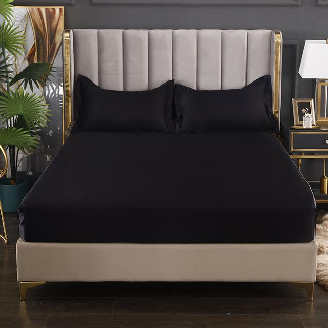 Bed Sheet Home Textile Three-piece Set Home High-end Solid Color Satin Silk Bed Sheet Mattress Cover Elastic Band Bed Sheet Bedding