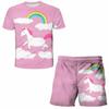 Children Girls Clothes Unicorn Baby Popular Print 3D Lovely Fashion T shirt+Short Pants Set Cartoon T Shirt 2Pcs Kids Suit