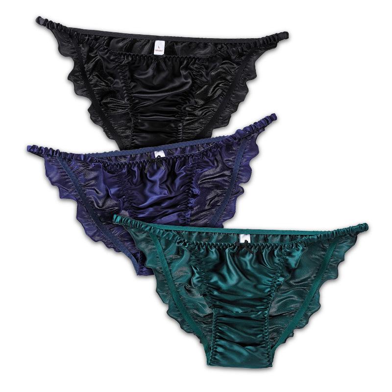 Women Breathable Low-waist Plus Size 100% Silk Extra Thin Edge Briefs Panties Stretch Comfortable