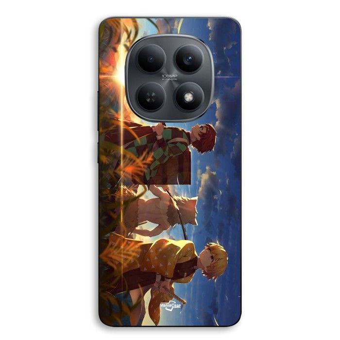 Coque de téléphone - MANIACASE - Xiaomi Redmi Note 15 5G - Silicone TPU - Motif Tanjiro/Inosuke/Zenitsu - Noir