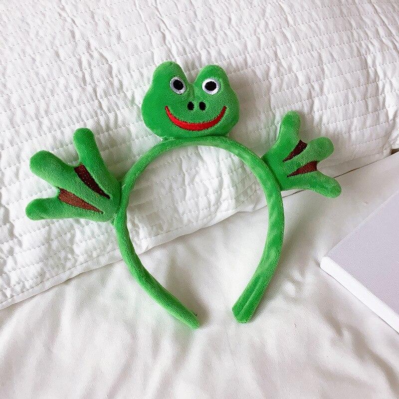 Мультяшные большие глаза лягушки, плюшевые обручи для волос с бантом для женщин, сладкий макияж, повязка для волос, повязка на голову, аксессуары для волос для девочек, корейские головные уборы