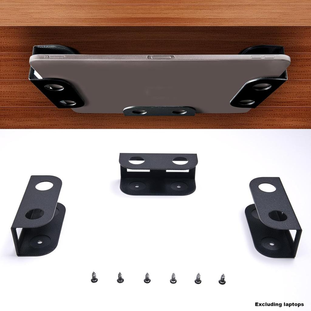 Under Desk Laptop Storage Mount Metal Thickness 1.37" for MacBook,Laptop,Mini,Keyboard,Router,with Anti-Scratch Silicone