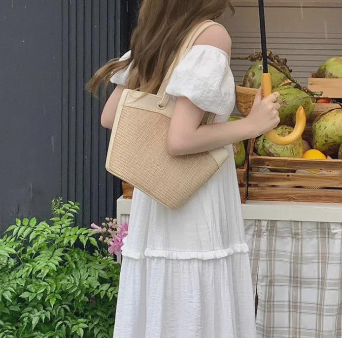 Модная французская ретро-сумка из плетеной соломы для женщин — идеальный вариант для отпуска на море и пляжного отдыха