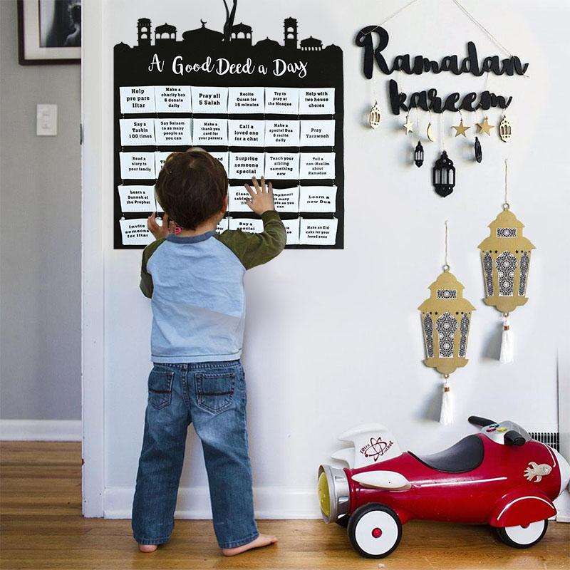 Eid Mubarak Countdown Felt Calendar Ramadan Decoration For Home 2024 Islamic Muslim Party Supplies Ramadan Kareem Kid Gift Favor