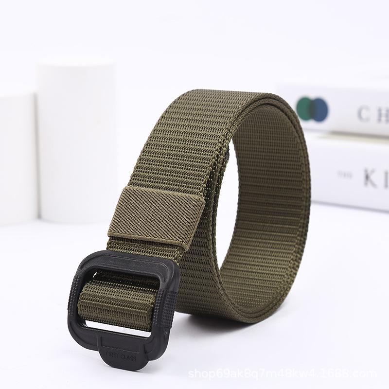 Unisex Tactical Canvas Nylon Belt with Plastic Buckle - Casual Style for Outdoor Wear