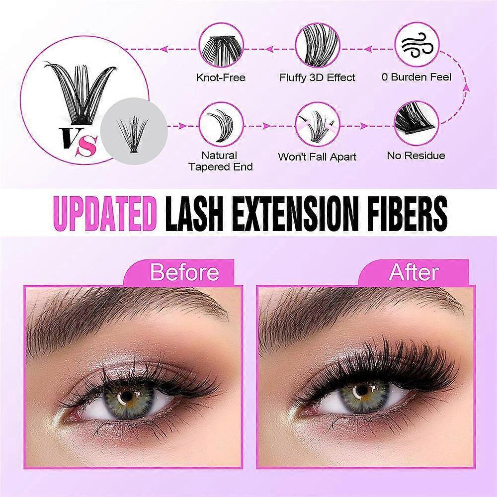 DIY Lash Extension Kit Individual Lashes Cluster D Curl Eyelash Extension +Tools