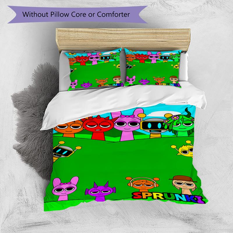 3pcs SPRUNKI8 Design Cover Set - HD Printed Bedding with 1 Cover and 2 Pillowcases - Perfect for Home and Dorm Decor