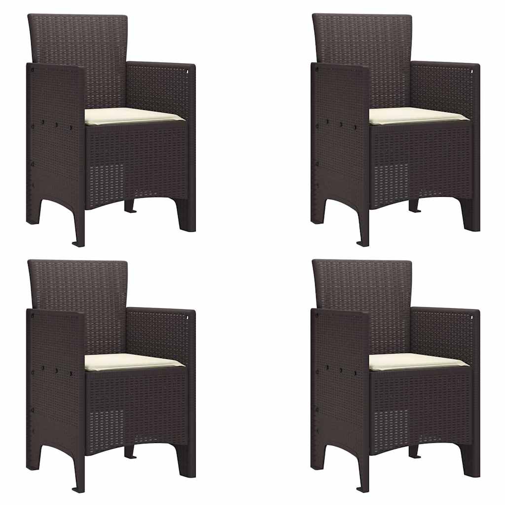 Garden Chair with Cushion 4 pcs Brown 53 x 49 x 85 cm Polypropylene