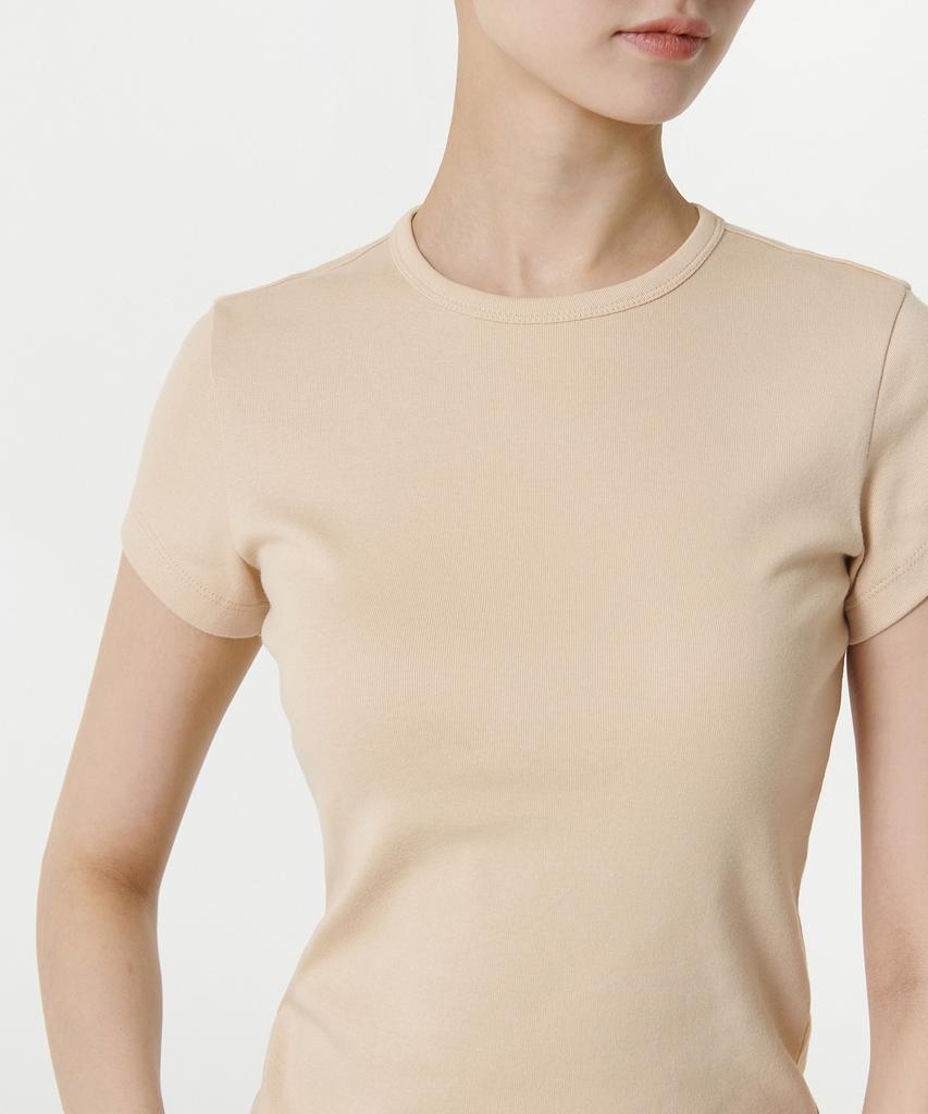 MUSINSA STANDARD WOMAN Женская облегающая футболка с круглым вырезом [Светло-бежевый]