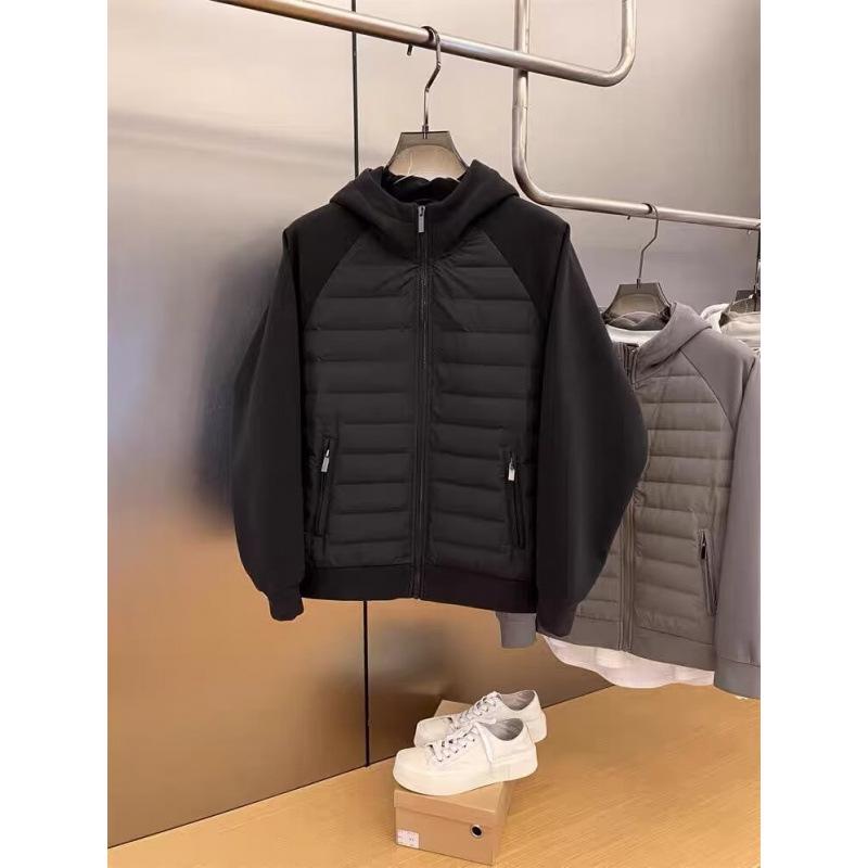 Men's Casual Hooded Winter Cotton Jacket - Loose, Trendy, Solid Color Spliced Design