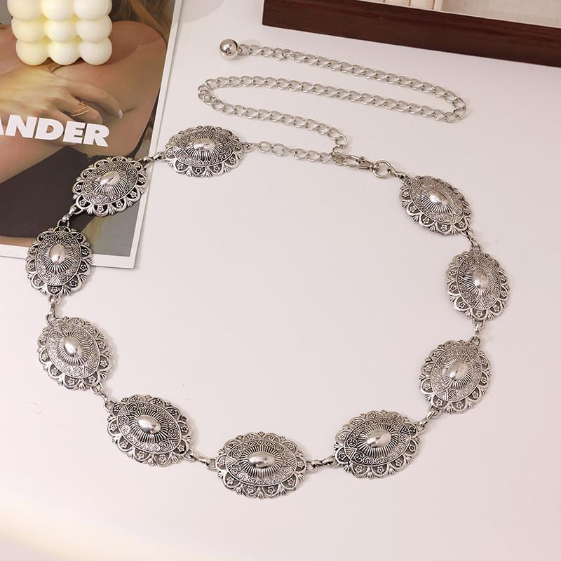 Retro Metal Waist Chain With Geometric Design For Boho Women Accessories