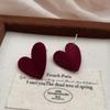 Flocking Love Stud Earrings Simple Retro Gentle Autumn And Winter Soft Exquisite Earrings Versatile