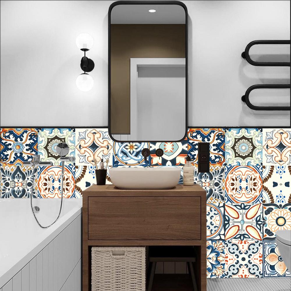 20 шт., настенная наклейка на плитку в богемном стиле, кухонный фартук, ванная комната, шкаф, ремонт, водостойкие художественные наклейки на стены