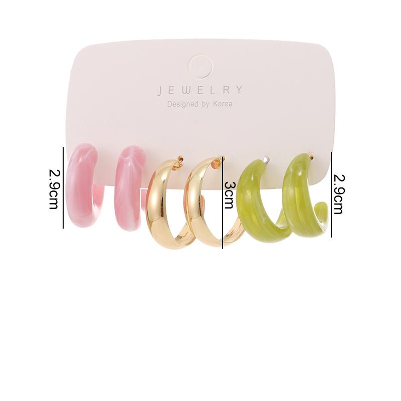 Набор серег-колец из акриловой смолы в стиле панк для женщин, модные круглые серьги, темпераментные трендовые ювелирные изделия