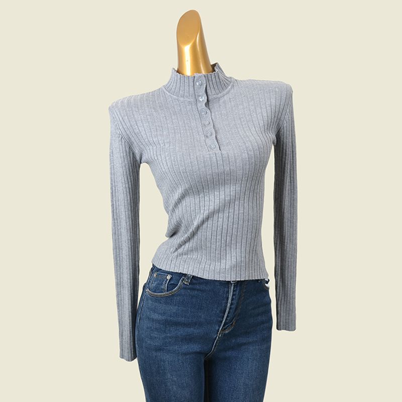 Half-High Collar Thread Knit Ins Pullover Base Shirt