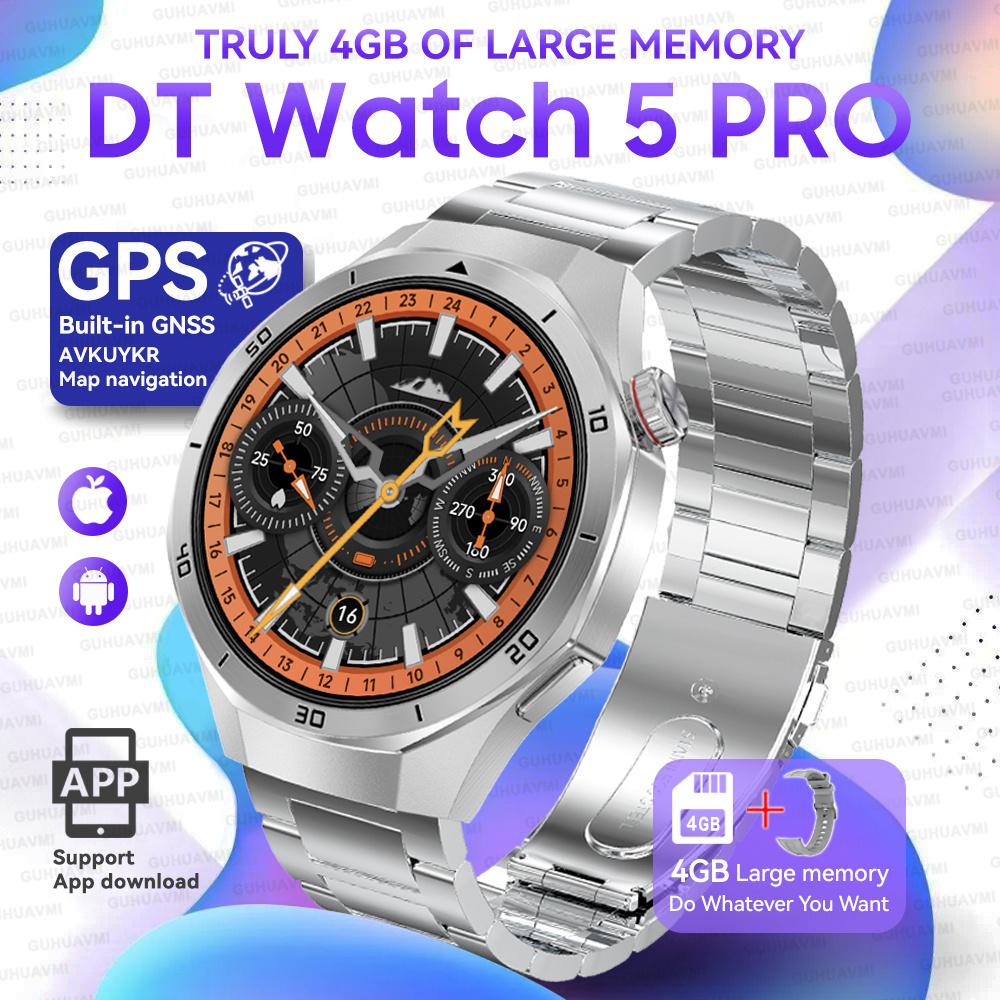 Новые DT Watch5 Улучшенные Ультра Большие 4 ГБ Памяти Умные Часы Мужские GPS Карта MP3/MP4 Плеер Bluetooth Звонок Спорт Мода Умные Часы