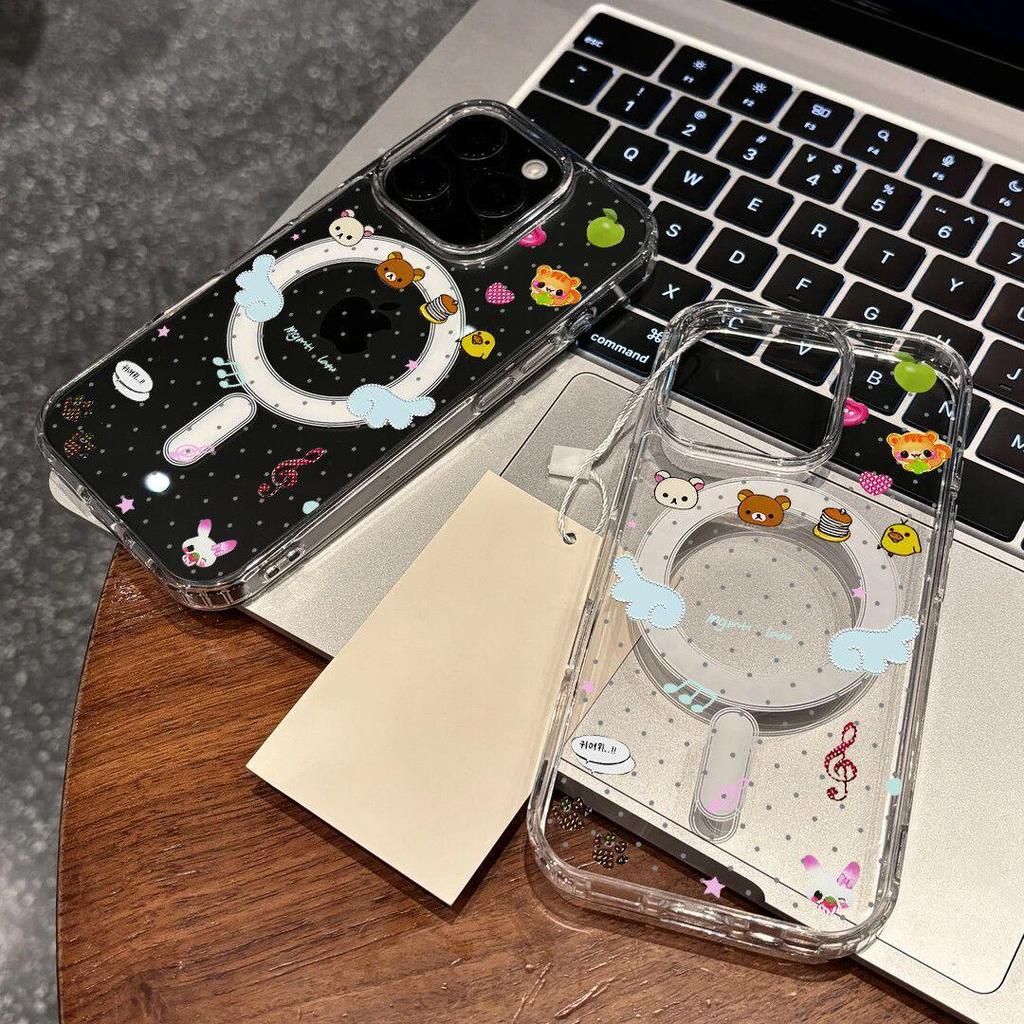 Магнитный акриловый чехол Rilakkuma Wings для Apple 12, 13 Pro, 14, 15, 17 Pro Max