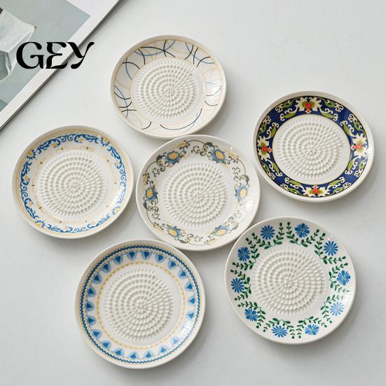 Grated Garlic Serving Dish Ceramic Grinder, Multi-Functional Grating Plate, Manual Ginger Grater Zester Bowl, All-in-One Prep Mixing Dish, Kitchen