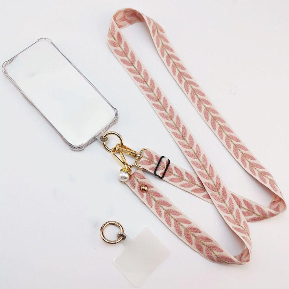 Wide Cloth Phone Antilost Lanyard Pearl Pendant Long Phone Strap Cell Phone Lanyard Shoulder Strap