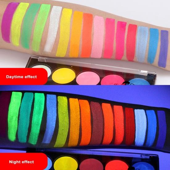 Water Based Face Body Painting Kit 15 Color Eyeshadow Palette Glow In The Dark Quick Dry High Pigmented Body Face Makeup Pallet